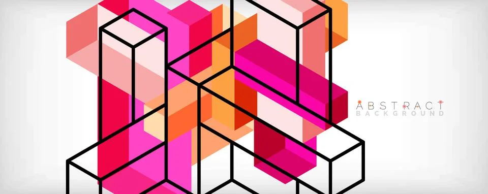 Abstract background. 3d cubes, cubic elements and blocks. Techno or business 库存插图