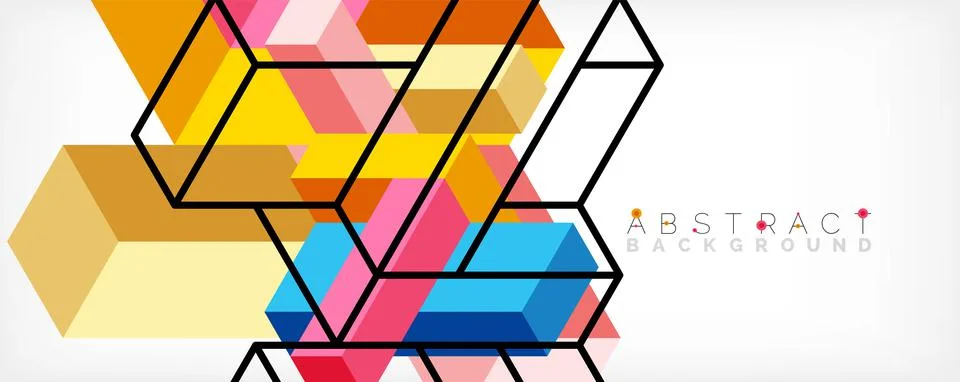 Abstract background. 3d cubes, cubic elements and blocks. Techno or business Illustrazione stock