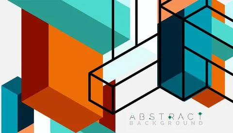 Abstract background. 3d cubes, cubic elements and blocks. Techno or business Stock Illustration