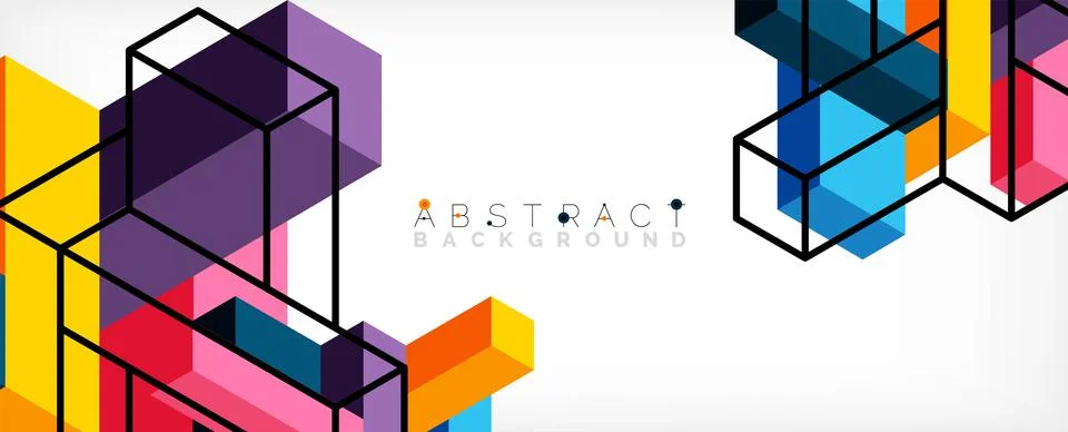 Abstract background. 3d cubes, cubic elements and blocks. Techno or business Illustrazione stock