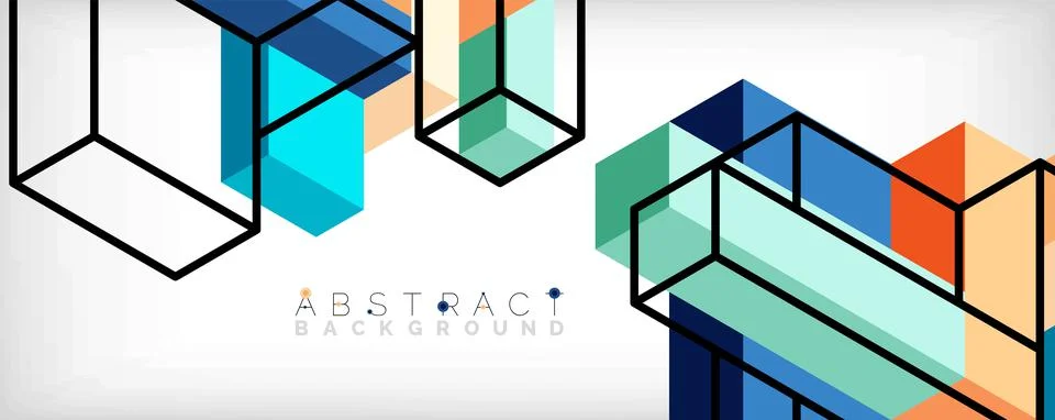 Abstract background. 3d cubes, cubic elements and blocks. Techno or business Illustrazione stock