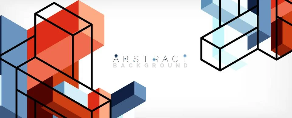 Abstract background. 3d cubes, cubic elements and blocks. Techno or business 스톡 일러스트