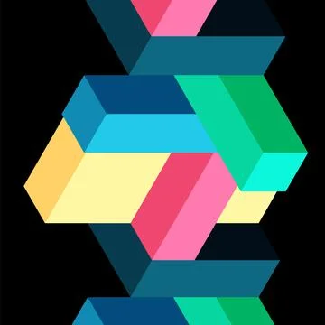 Abstract background. 3d cubes, cubic elements and blocks. Techno or business Stock Illustration