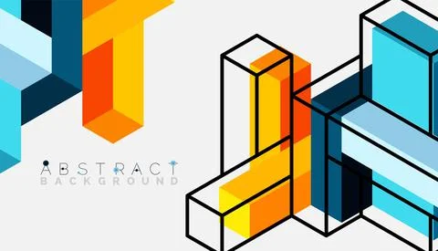 Abstract background. 3d cubes, cubic elements and blocks. Techno or business Stock Illustration