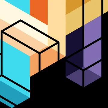 Abstract background. 3d cubes, cubic elements and blocks. Techno or business 스톡 일러스트