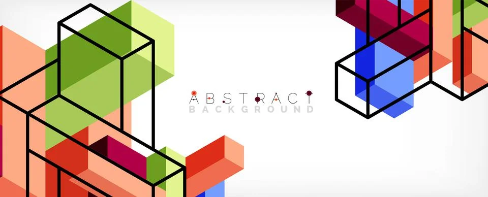 Abstract background. 3d cubes, cubic elements and blocks. Techno or business 库存插图