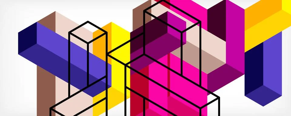 Abstract background. 3d cubes, cubic elements and blocks. Techno or business Stockillustratie