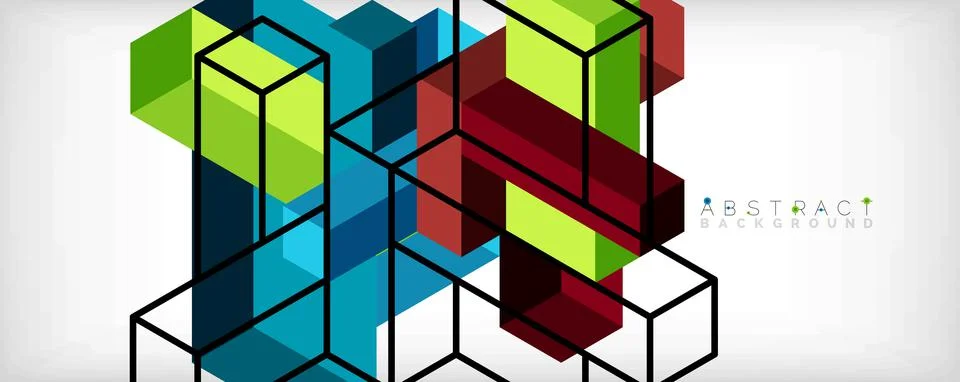 Abstract background. 3d cubes, cubic elements and blocks. Techno or business Stockillustratie