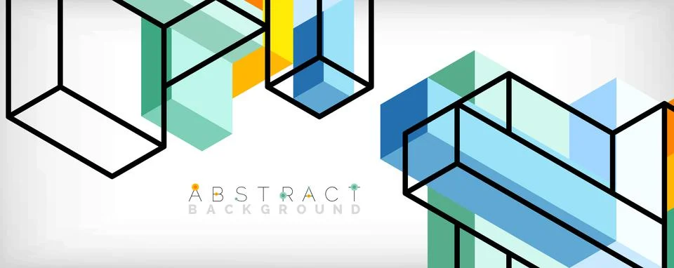 Abstract background. 3d cubes, cubic elements and blocks. Techno or business Stock Illustration