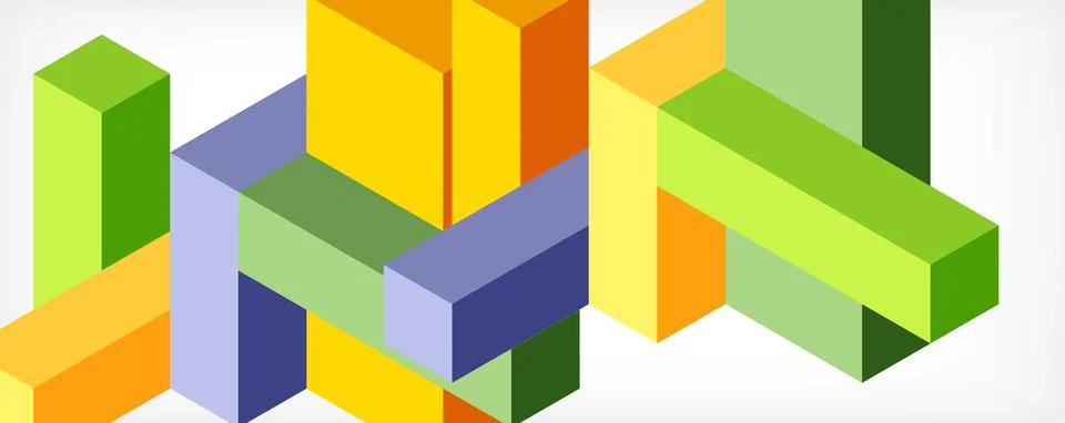 Abstract background. 3d cubes, cubic elements and blocks. Techno or business Illustrazione stock