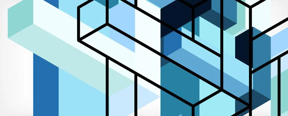 Abstract background. 3d cubes, cubic elements and blocks. Techno or business 스톡 일러스트