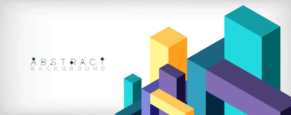 Abstract background. 3d cubes, cubic elements and blocks. Techno or business Stock Illustration