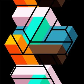 Abstract background. 3d cubes, cubic elements and blocks. Techno or business Illustrazione stock