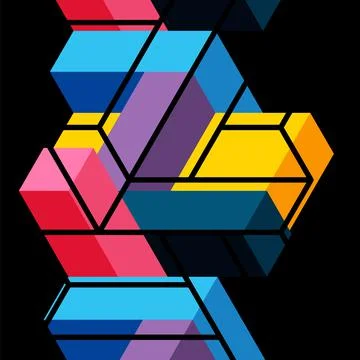 Abstract background. 3d cubes, cubic elements and blocks. Techno or business Illustrazione stock