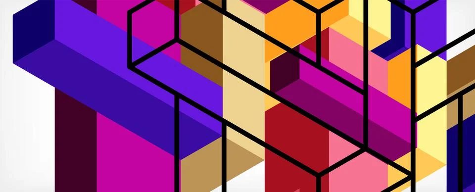 Abstract background. 3d cubes, cubic elements and blocks. Techno or business Illustrazione stock