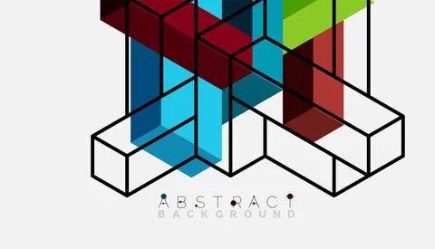Abstract background. 3d cubes, cubic elements and blocks. Techno or business Illustrazione stock