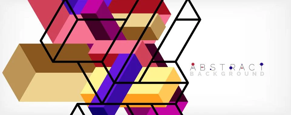 Abstract background. 3d cubes, cubic elements and blocks. Techno or business 스톡 일러스트