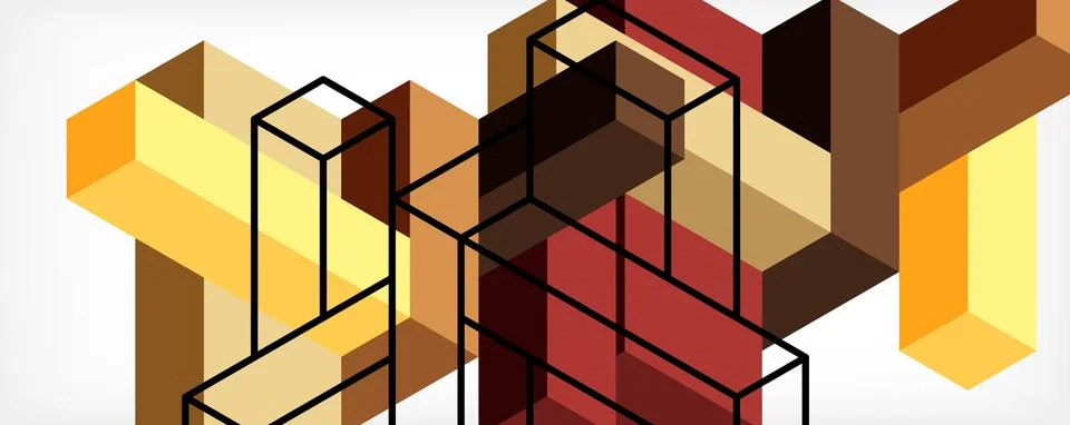 Abstract background. 3d cubes, cubic elements and blocks. Techno or business Stock Illustration