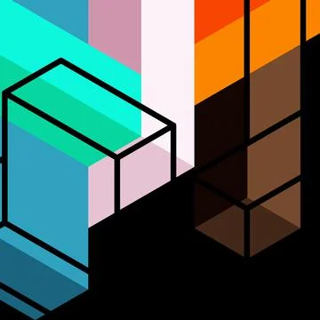 Abstract background. 3d cubes, cubic elements and blocks. Techno or business 스톡 일러스트