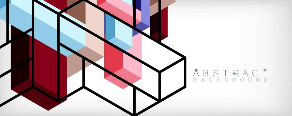 Abstract background. 3d cubes, cubic elements and blocks. Techno or business Illustrazione stock