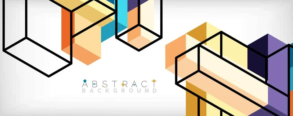 Abstract background. 3d cubes, cubic elements and blocks. Techno or business Stock Illustration