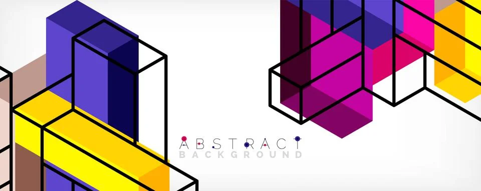 Abstract background. 3d cubes, cubic elements and blocks. Techno or business Stock Illustration