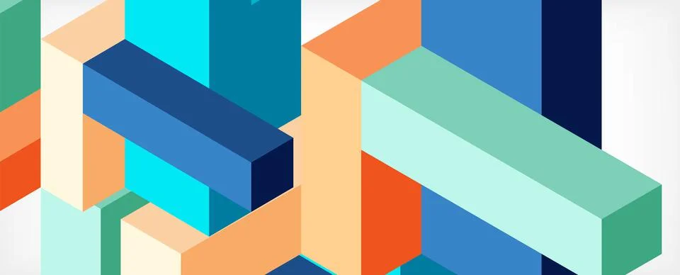 Abstract background. 3d cubes, cubic elements and blocks. Techno or business Illustrazione stock