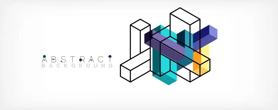 Abstract background. 3d cubes, cubic elements and blocks. Techno or business 스톡 일러스트
