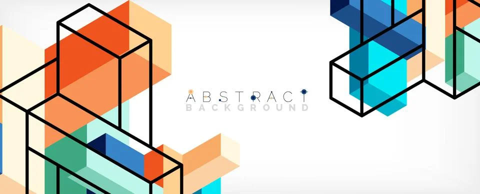 Abstract background. 3d cubes, cubic elements and blocks. Techno or business 스톡 일러스트