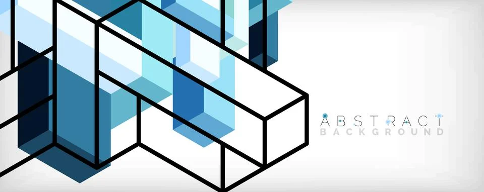 Abstract background. 3d cubes, cubic elements and blocks. Techno or business Illustrazione stock