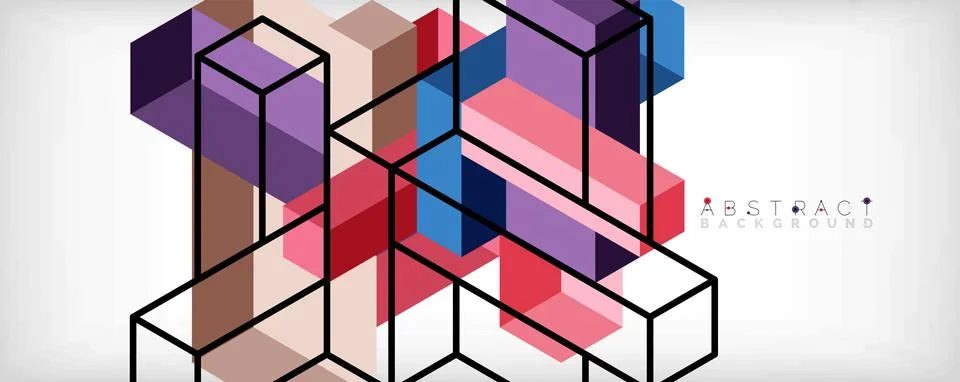Abstract background. 3d cubes, cubic elements and blocks. Techno or business Illustrazione stock