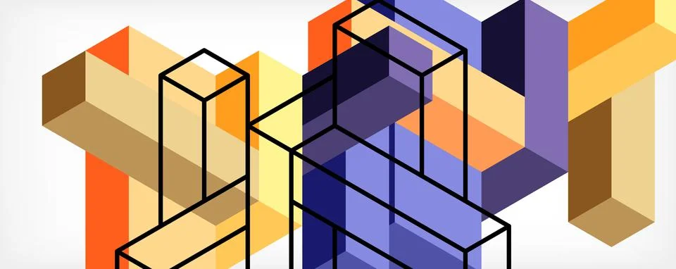 Abstract background. 3d cubes, cubic elements and blocks. Techno or business 스톡 일러스트