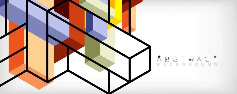 Abstract background. 3d cubes, cubic elements and blocks. Techno or business Illustrazione stock