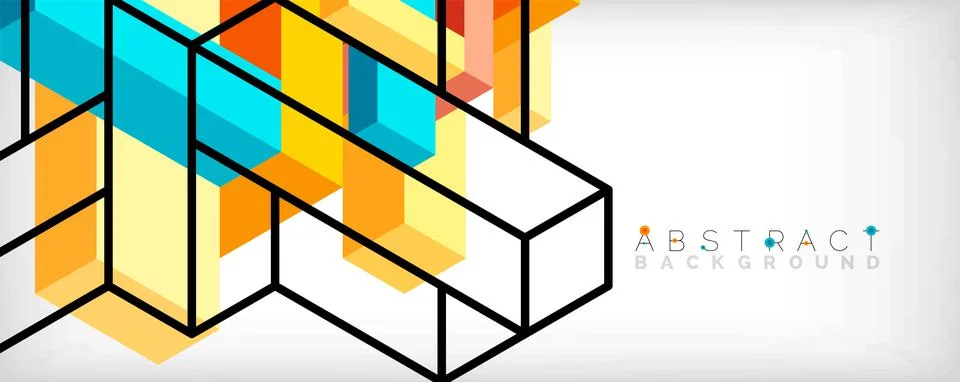 Abstract background. 3d cubes, cubic elements and blocks. Techno or business Illustrazione stock