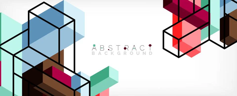 Abstract background. 3d cubes, cubic elements and blocks. Techno or business Illustrazione stock