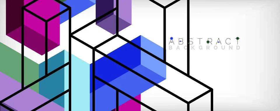 Abstract background. 3d cubes, cubic elements and blocks. Techno or business Stock Illustration