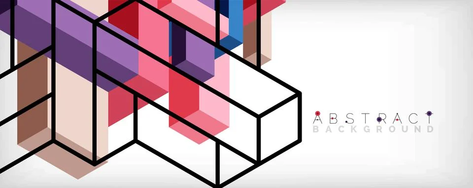 Abstract background. 3d cubes, cubic elements and blocks. Techno or business Stock Illustration