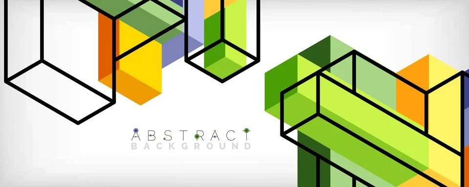 Abstract background. 3d cubes, cubic elements and blocks. Techno or business Illustrazione stock