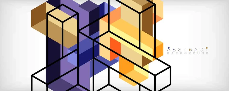 Abstract background. 3d cubes, cubic elements and blocks. Techno or business Stockillustratie