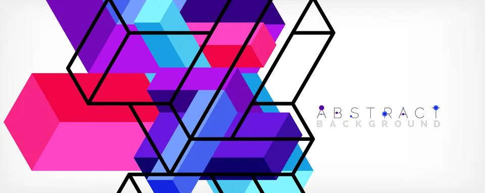 Abstract background. 3d cubes, cubic elements and blocks. Techno or business Stock Illustration