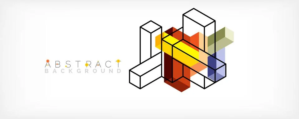 Abstract background. 3d cubes, cubic elements and blocks. Techno or business Stock Illustration