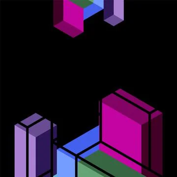 Abstract background. 3d cubes, cubic elements and blocks. Techno or business Illustrazione stock