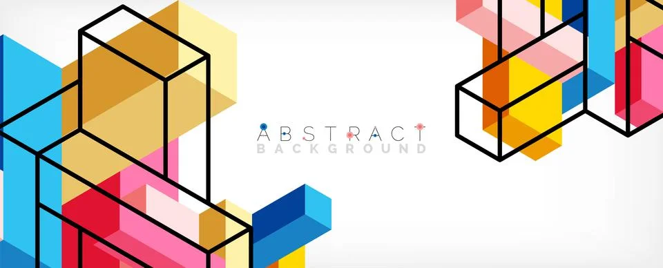 Abstract background. 3d cubes, cubic elements and blocks. Techno or business Stock Illustration