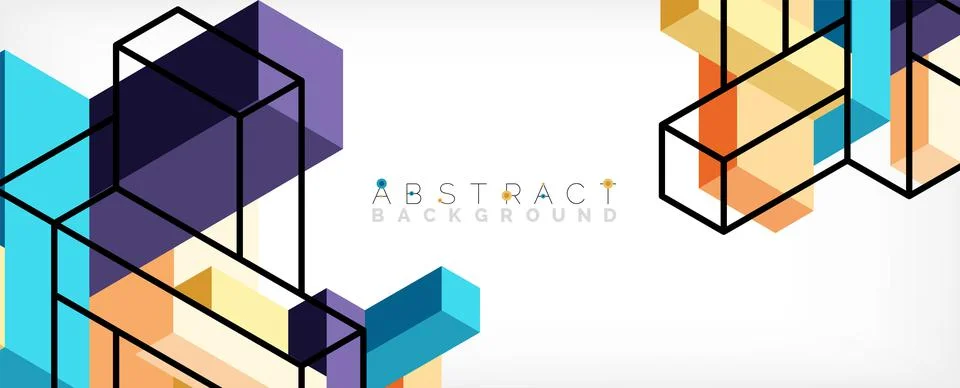 Abstract background. 3d cubes, cubic elements and blocks. Techno or business Illustrazione stock