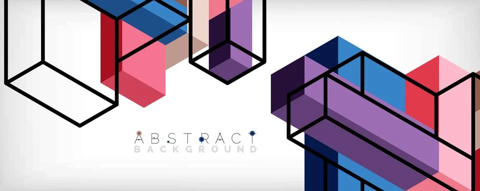 Abstract background. 3d cubes, cubic elements and blocks. Techno or business Illustrazione stock