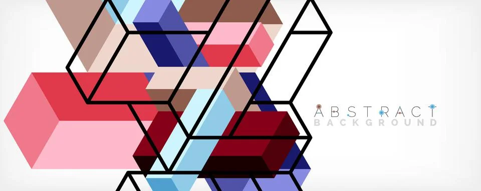 Abstract background. 3d cubes, cubic elements and blocks. Techno or business Stock Illustration