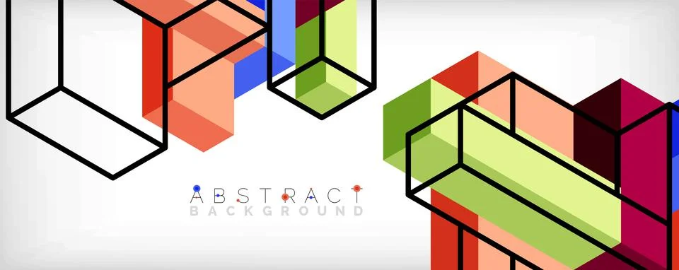 Abstract background. 3d cubes, cubic elements and blocks. Techno or business Illustrazione stock