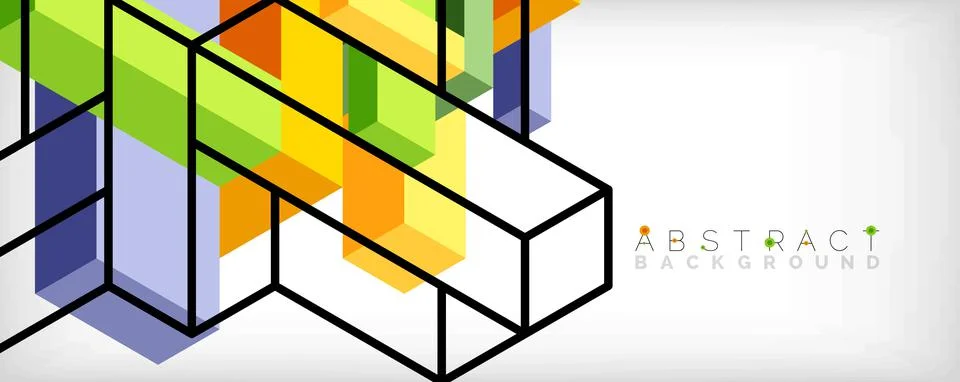 Abstract background. 3d cubes, cubic elements and blocks. Techno or business Illustrazione stock