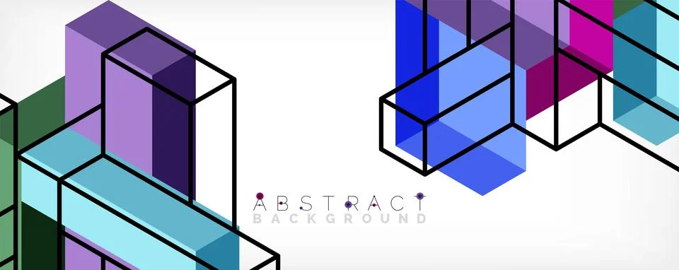Abstract background. 3d cubes, cubic elements and blocks. Techno or business 스톡 일러스트