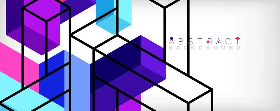 Abstract background. 3d cubes, cubic elements and blocks. Techno or business Stockillustratie